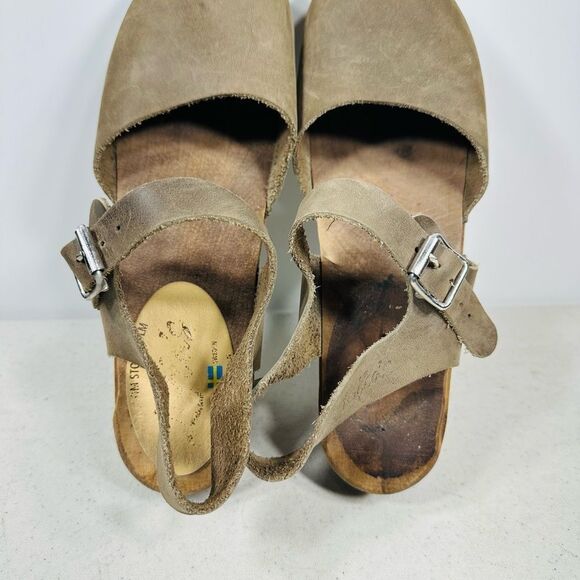 Lotta From Stockholm Women’s 40 Highwood Heels Mary Jane Clogs Brown - Picture 6 of 7